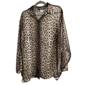 VTG Special Review Leopard Button Up Women S Sheer Flowy Indie Layering Festival